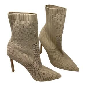 Steve Madden Disco Sock Bootie Beige Knit Stiletto Heel Ankle Boots Size 9